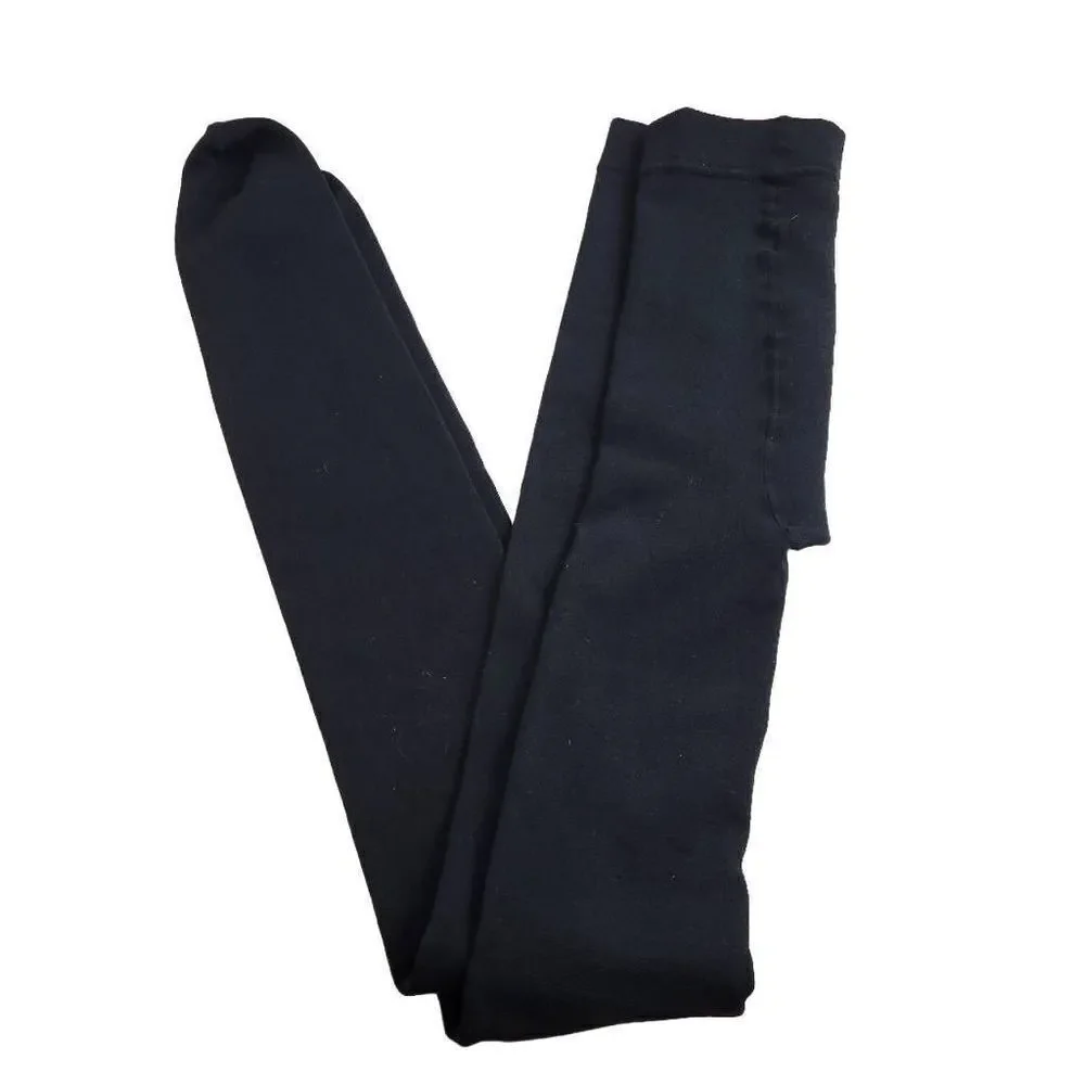 Ellen Tracy Essentials thick black footed tights S/M
